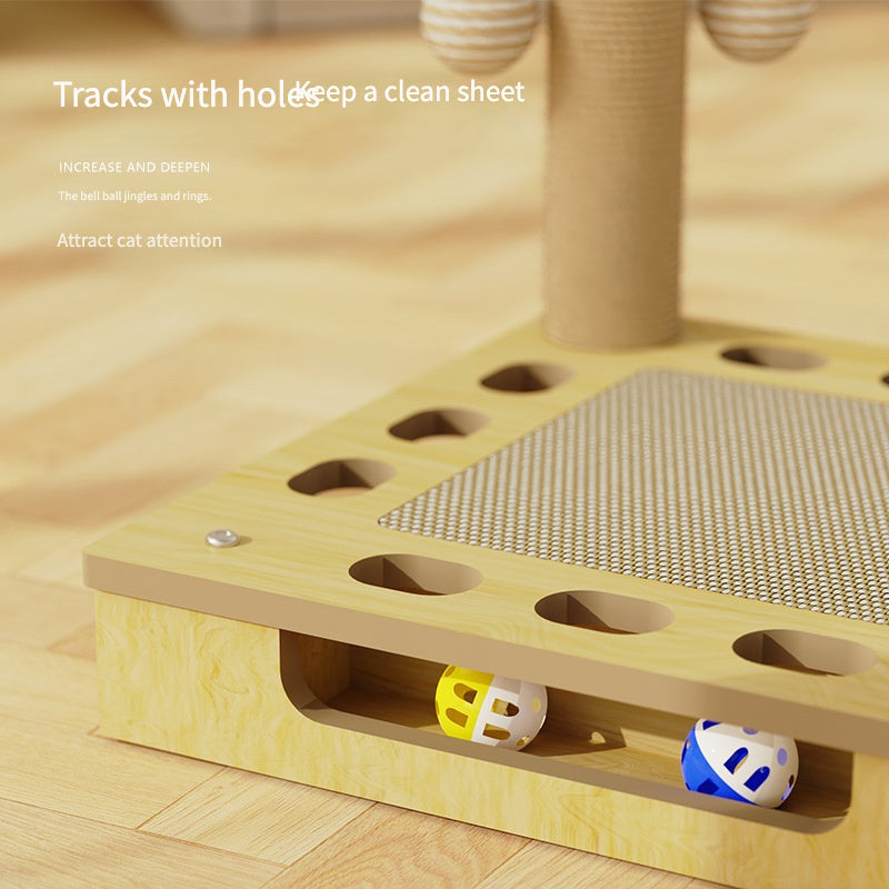 Cat Toy Scratching Board Vertical Wear-resistant And Non-crumb-resistant, Kitten Scratching Column Turntable Hemp Rope Claw Board Bell Ball Pet Products
