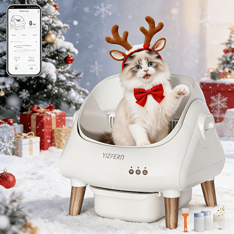 Smart Self-Cleaning Cat Litter Box, Extra Large Automatic Cat Toilet with Odor Control, Anti-Splash Design for Multiple Cats & Large Breeds, Easy Clean Drawer, Safe for Pets