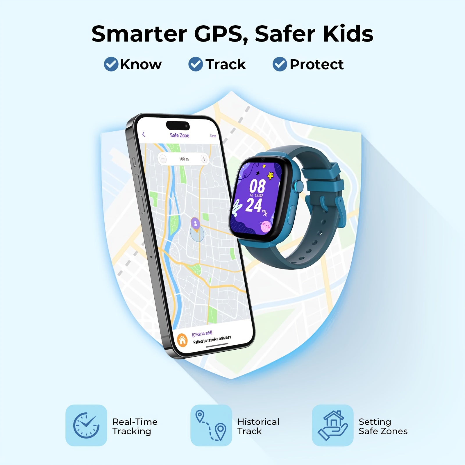 Kids Smart Watch with Pre-installed SIM, 4G GPS Smartwatch for Kids, Video Call, SOS, School Mode, Parental Controls, Designed for Daily Use, US Version