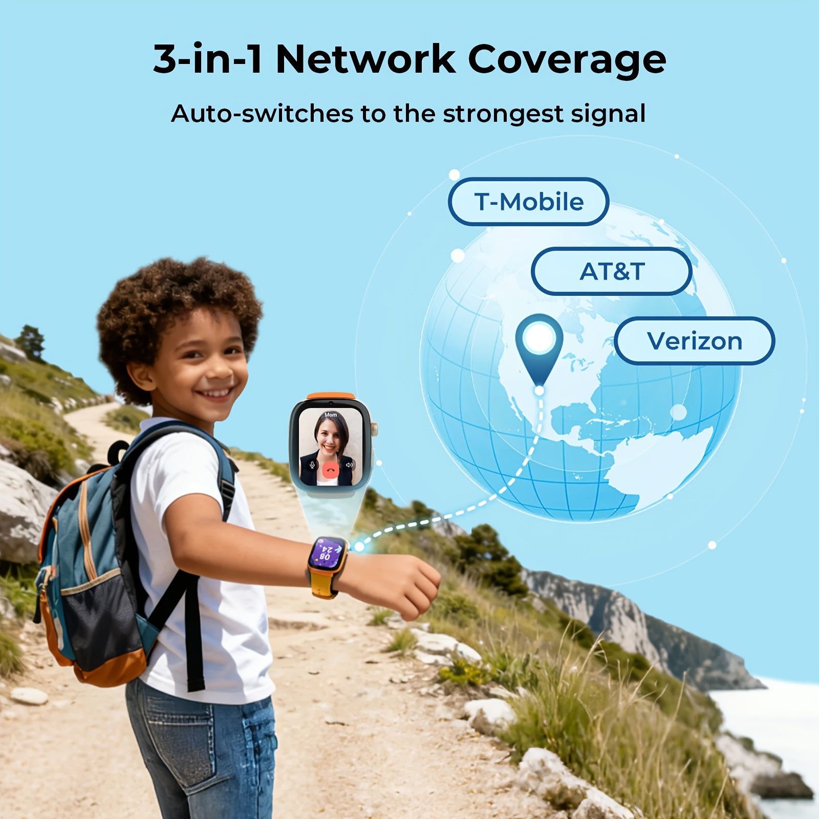 Kids Smart Watch with Pre-installed SIM, 4G GPS Smartwatch for Kids, Video Call, SOS, School Mode, Parental Controls, Designed for Daily Use, US Version