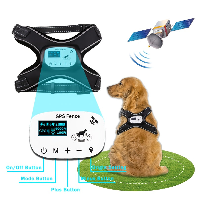 Wireless Dog Fence, GPS Tracking System with Adjustable Static Shock, Beep and Vibration Modes, Suitable for Small, Medium, and Large Dogs, Collar Included, for 1 Dog 10-45 lbs