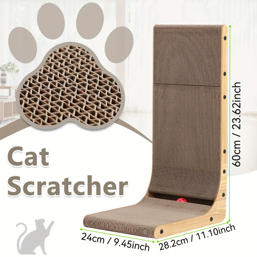 2pcs Of Cat Scratcher, Cat Scratching Post, Cardboard Cat Scratching Board with Ball Toy, Large Vertical L Shape Cat Scratcher Scratch Pads Cat Toys for Indoor Cats, Pet Herb