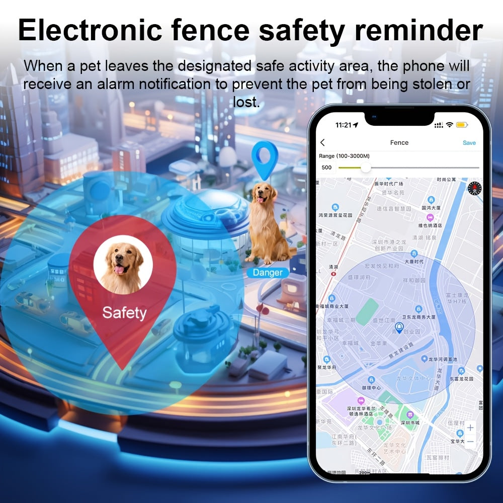 New 1000mAh Large Battery with Low-battery Alerts. Ultra-long Standby Time Of 30 Days In Power-saving Mode. Supports 4G Networks. Features A Detachable Pet Collar.